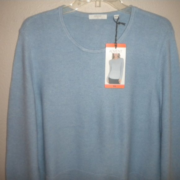 Advent Women's Plus Size XXL Blue Knit Long Sleeve Sweater NWT - Picture 3 of 5